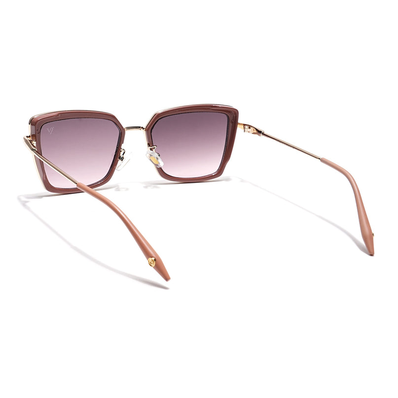 Cateye Sunglasses (Brown & Pink Lens | Golden & Nude Frame - MG6018)