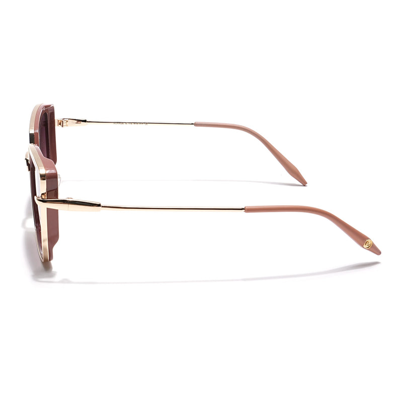 Cateye Sunglasses (Brown & Pink Lens | Golden & Nude Frame - MG6018)