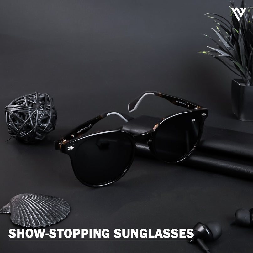 Active Black Round Polarized Sunglasses - PMG4473