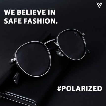 Captain |  Black and Silver Round Polarized Sunglasses - PMG3982