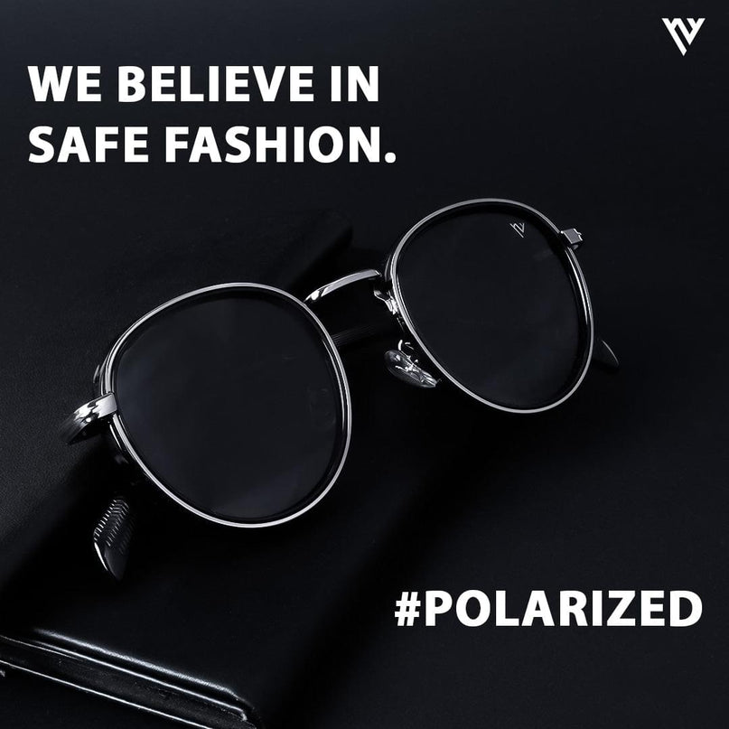 Captain |  Black and Silver Round Polarized Sunglasses - PMG3982