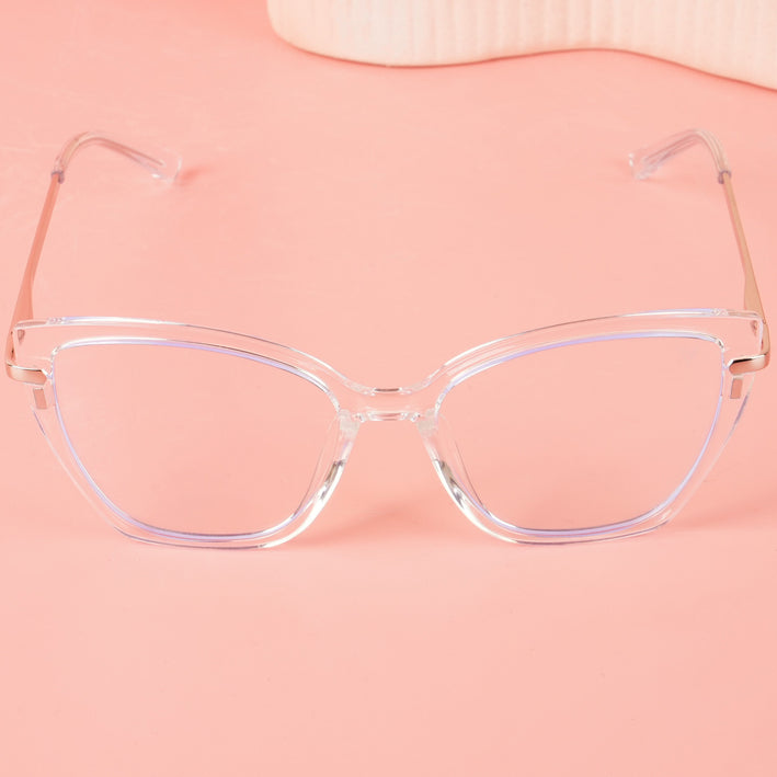 Voyage Glam Transparent Cateye TR Clip-On Polarized Sunglasses for Women - PMG4819-C2
