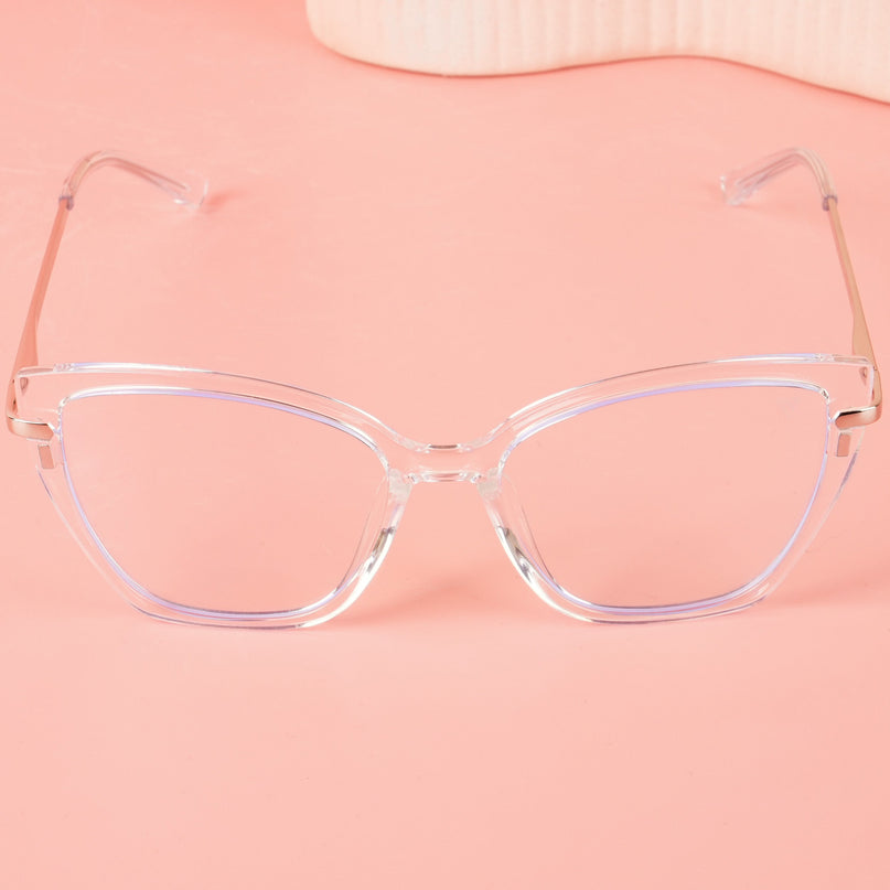 Voyage Glam Transparent Cateye TR Clip-On Polarized Sunglasses for Women - PMG4819-C2