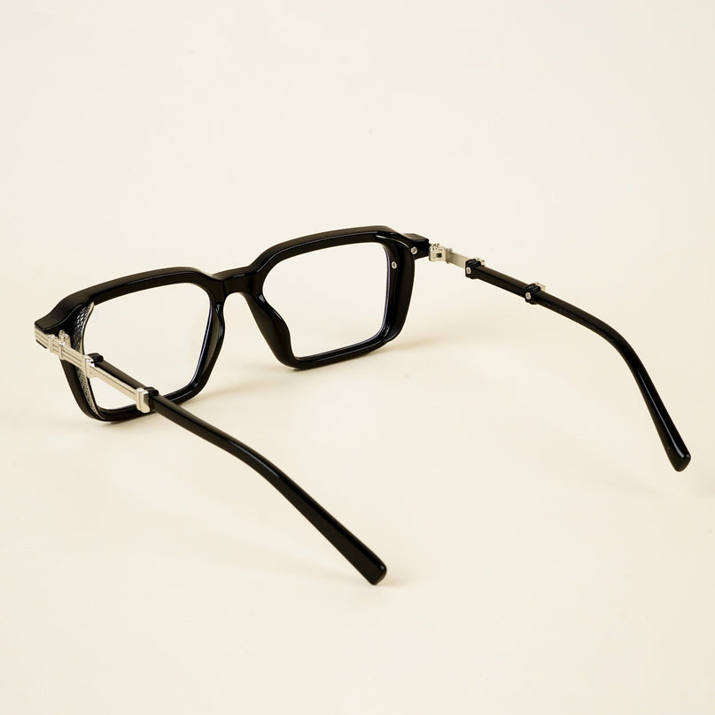 Voyage Goat Black & Silver Square Eyeglasses for Men & Women - MG4824-C2