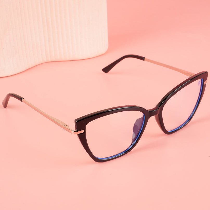 Voyage Glam Black Cateye TR Clip-On Polarized Sunglasses for Women - PMG4817-C1