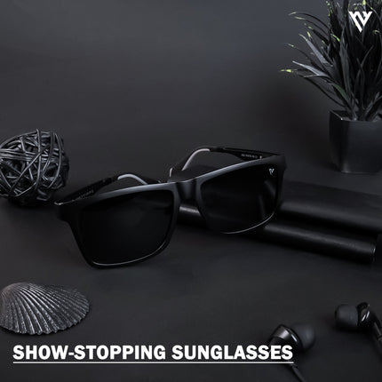 Active Black Wayfarer Polarized Sunglasses - PMG4477