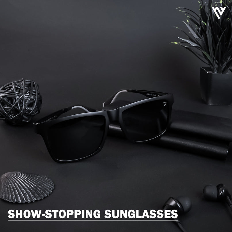 Active Black Wayfarer Polarized Sunglasses - PMG4477