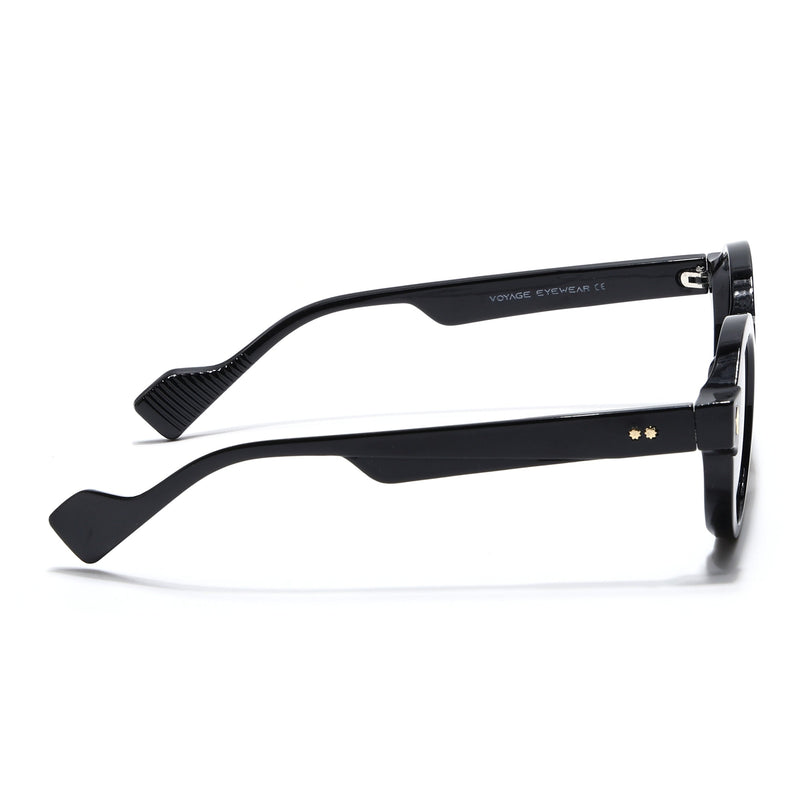 Round Sunglasses for Men & Women (Black Lens | Black Frame - MG7667)