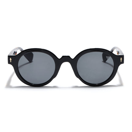 Round Sunglasses for Men & Women (Black Lens | Black Frame - MG7668)