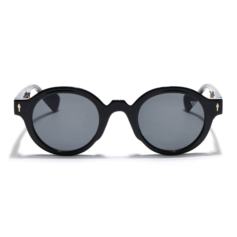 Round Sunglasses for Men & Women (Black Lens | Black Frame - MG7668)