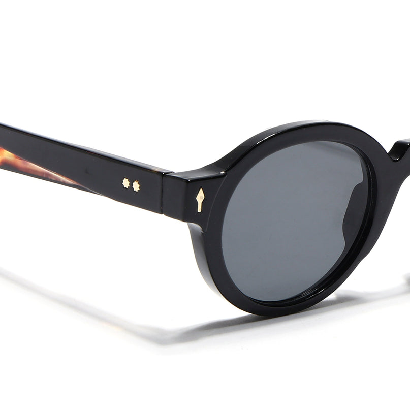 Round Sunglasses for Men & Women (Black Lens | Black Frame - MG7668)