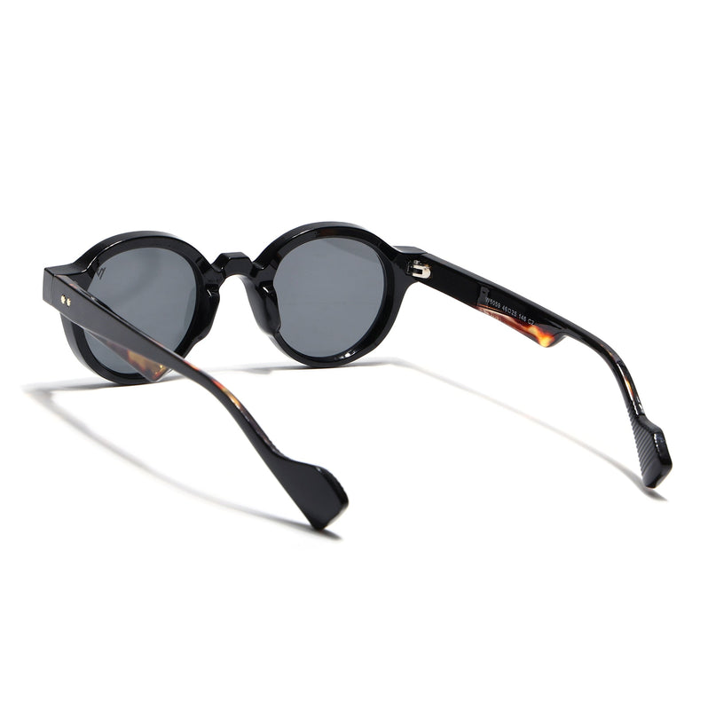 Round Sunglasses for Men & Women (Black Lens | Black Frame - MG7668)