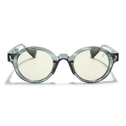 Round Sunglasses for Men & Women (Light Green Lens | Transparent Green Frame - MG7670)