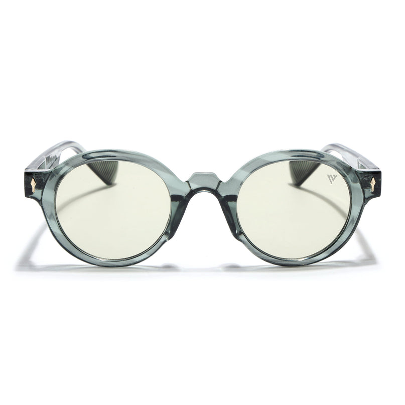 Round Sunglasses for Men & Women (Light Green Lens | Transparent Green Frame - MG7670)