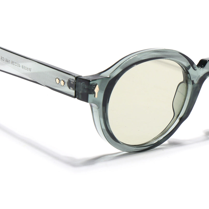 Round Sunglasses for Men & Women (Light Green Lens | Transparent Green Frame - MG7670)