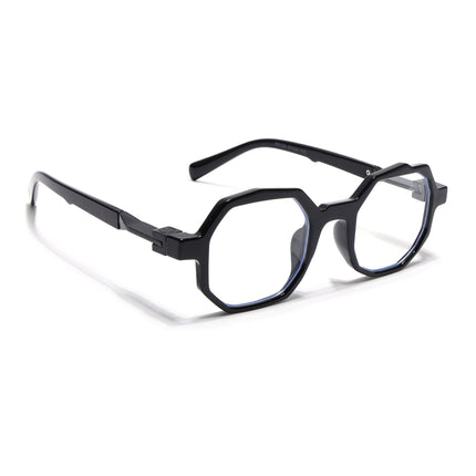 Voyage Black Hexagonal Eyeglasses for Men & Women (6126FMG7122-C1)