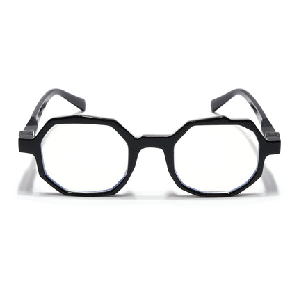 Voyage Black Hexagonal Eyeglasses for Men & Women (6126FMG7122-C1)