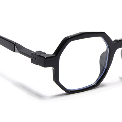 Voyage Black Hexagonal Eyeglasses for Men & Women (6126FMG7122-C1)