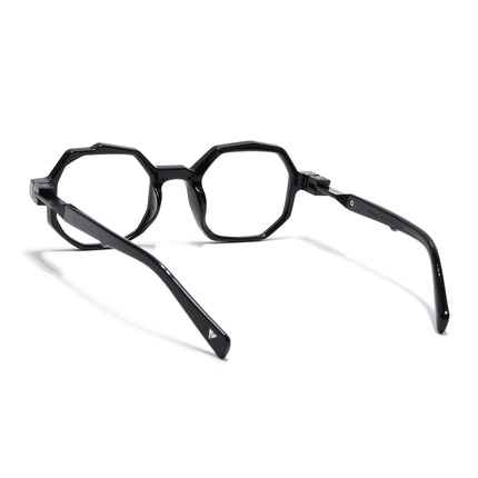 Voyage Black Hexagonal Eyeglasses for Men & Women (6126FMG7122-C1)