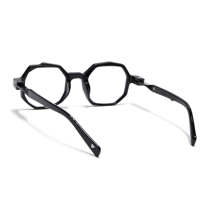 Voyage Black Hexagonal Eyeglasses for Men & Women (6126FMG7122-C1)