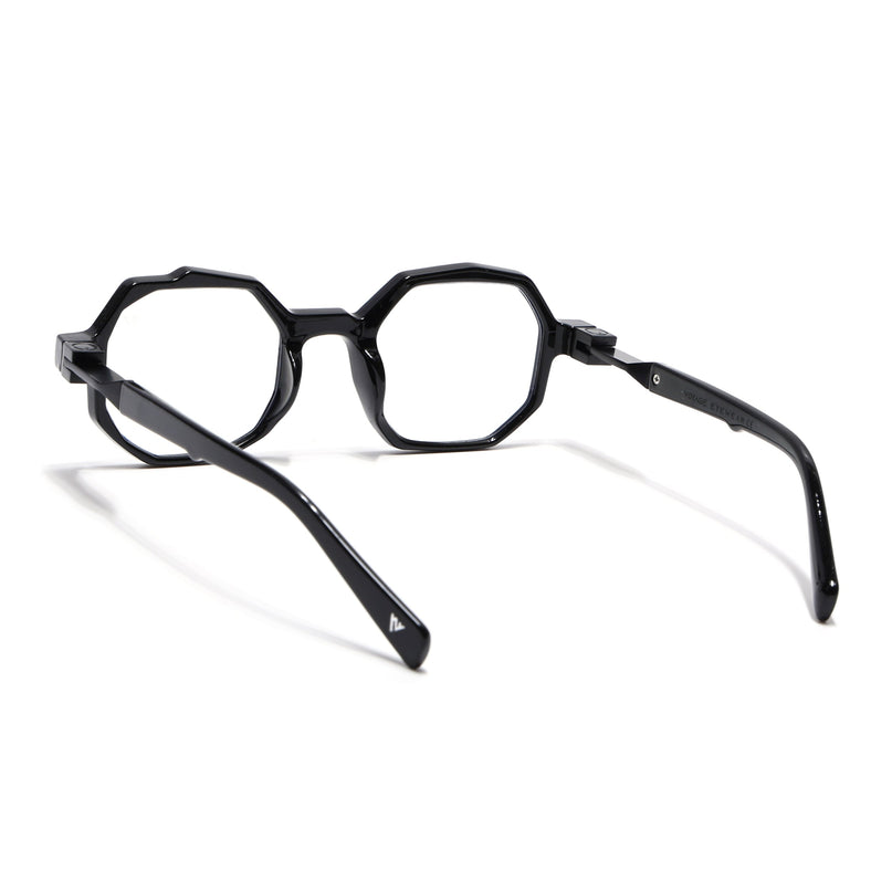 Voyage Black Hexagonal Eyeglasses for Men & Women (6126FMG7122-C1)
