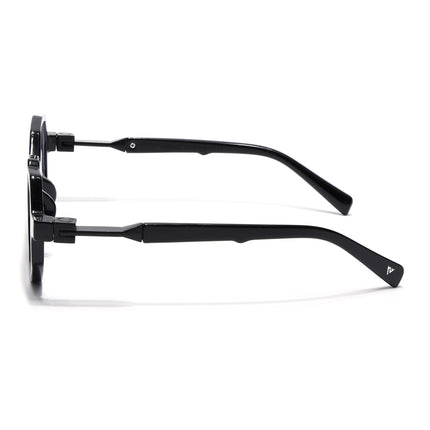Voyage Black Hexagonal Eyeglasses for Men & Women (6126FMG7122-C1)