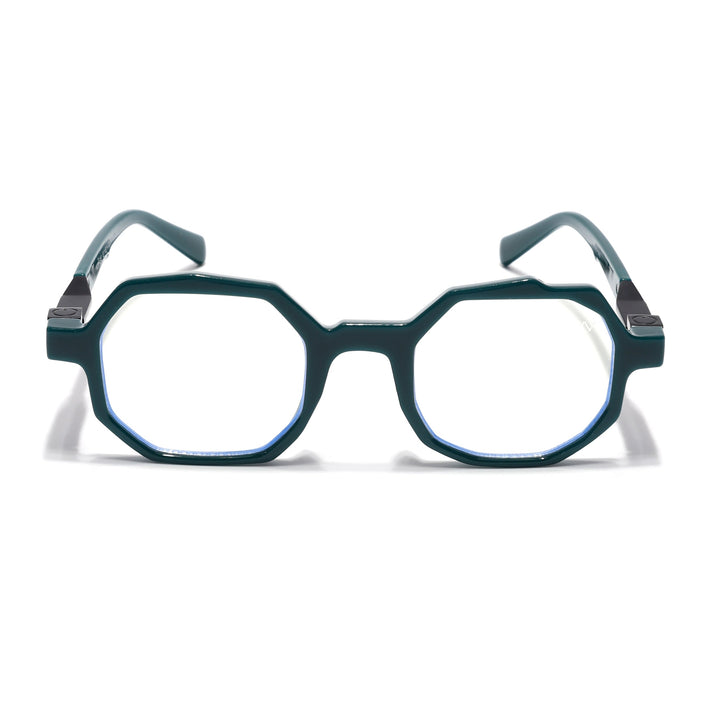 Voyage Green Hexagonal Eyeglasses for Men & Women (6126FMG7124-C3)