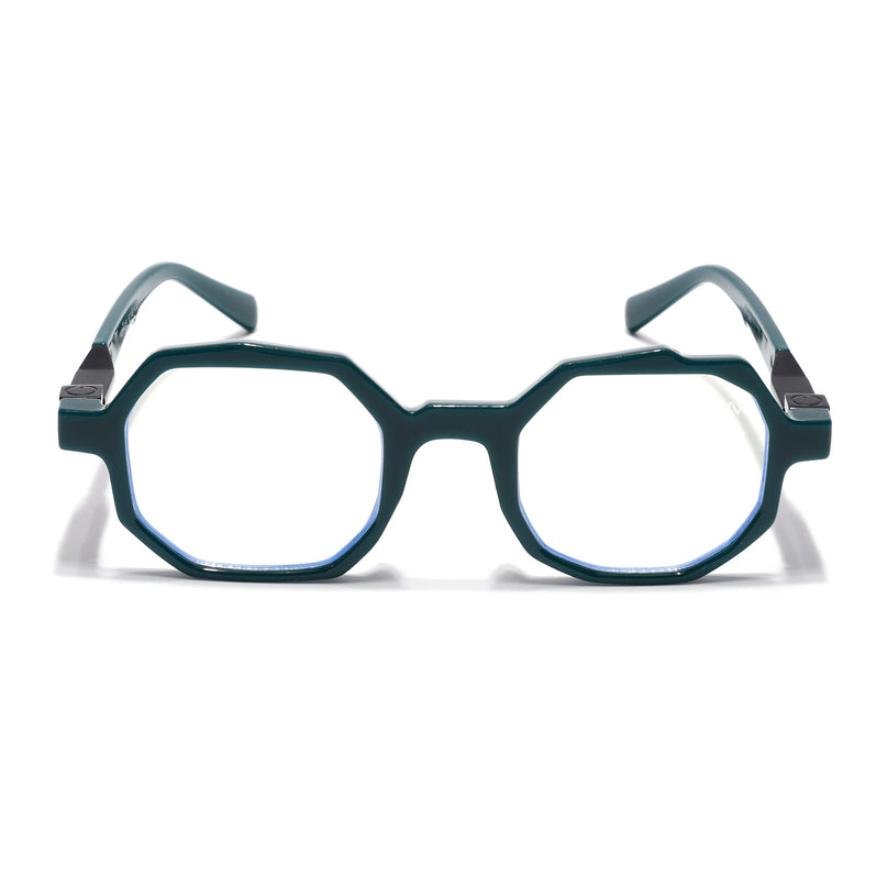 Voyage Green Hexagonal Eyeglasses for Men & Women (6126FMG7124-C3)