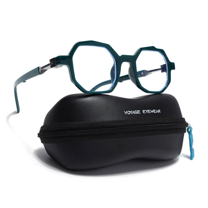 Voyage Green Hexagonal Eyeglasses for Men & Women (6126FMG7124-C3)