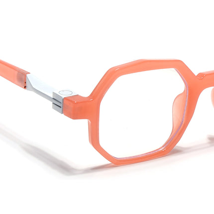Voyage Orenge Hexagonal Eyeglasses for Men & Women (6126FMG7125-C4)