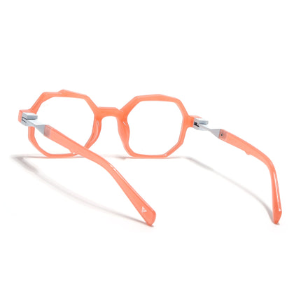 Voyage Orenge Hexagonal Eyeglasses for Men & Women (6126FMG7125-C4)