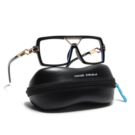 Voyage Goat Black & Golden Wayfarer Eyeglasses for Men & Women - MG6605-C1