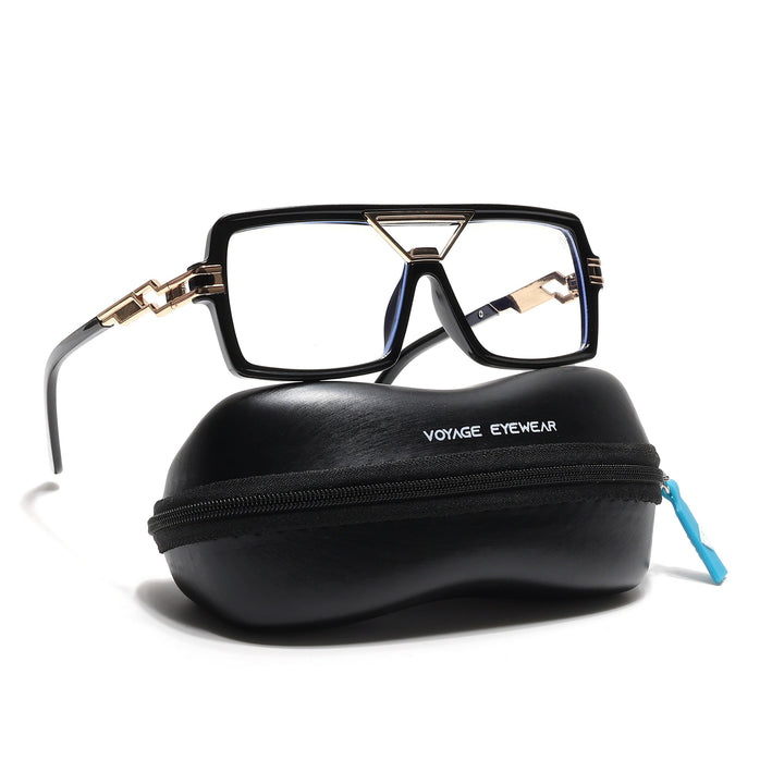 Voyage Goat Black & Golden Wayfarer Eyeglasses for Men & Women - MG6605-C1