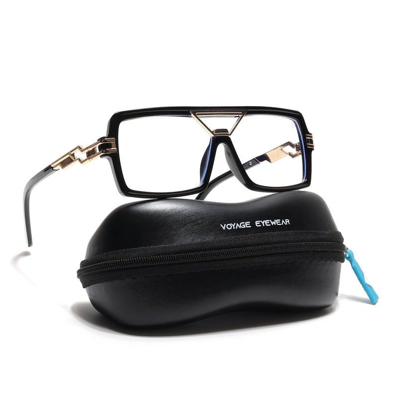 Voyage Goat Black & Golden Wayfarer Eyeglasses for Men & Women - MG6605-C1