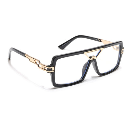 Voyage Goat Black & Golden Wayfarer Eyeglasses for Men & Women - MG6605-C1