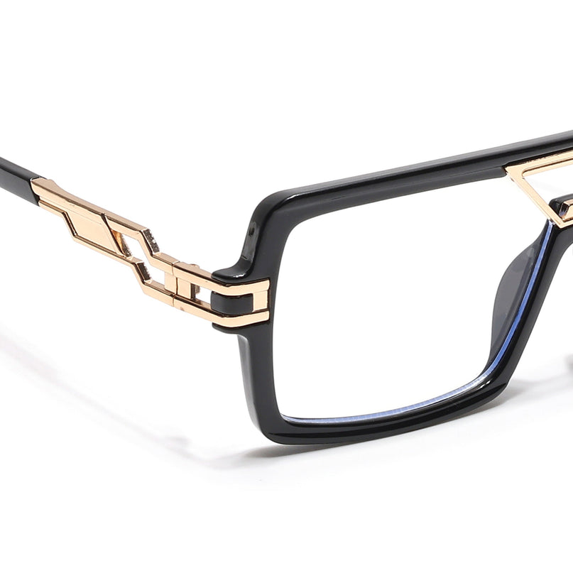 Voyage Goat Black & Golden Wayfarer Eyeglasses for Men & Women - MG6605-C1