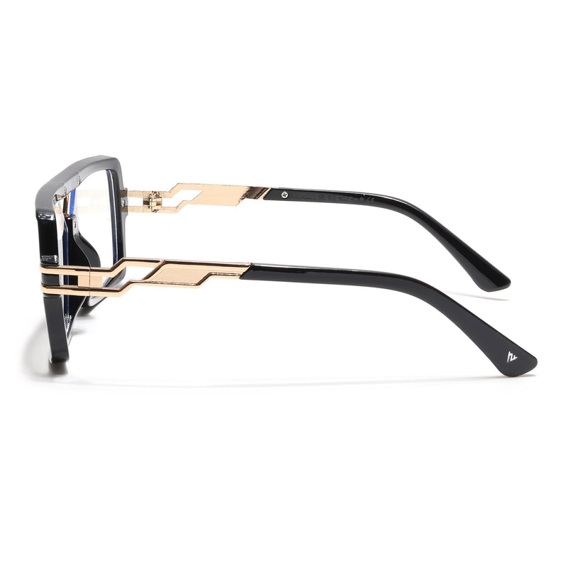 Voyage Goat Black & Golden Wayfarer Eyeglasses for Men & Women - MG6605-C1