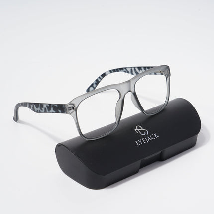 EyeJack Bell Bottom Matt Grey Square Eyeglasses for Men & Women (62201CL362-C4)
