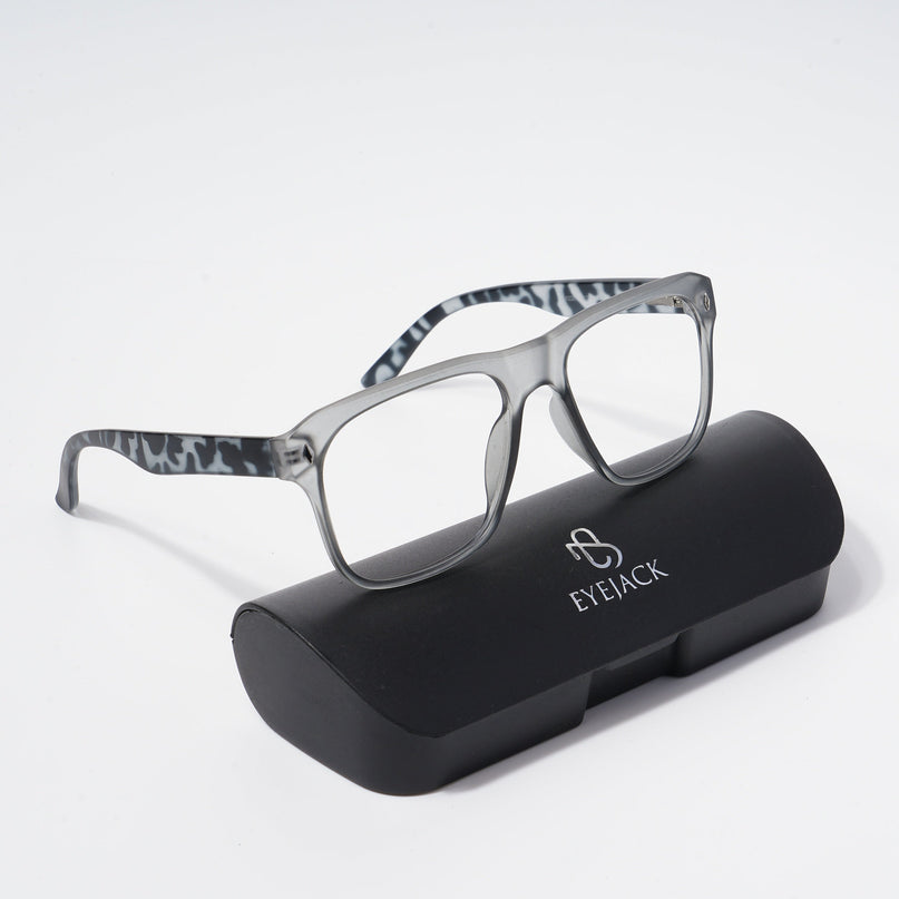 EyeJack Bell Bottom Matt Grey Square Eyeglasses for Men & Women (62201CL362-C4)