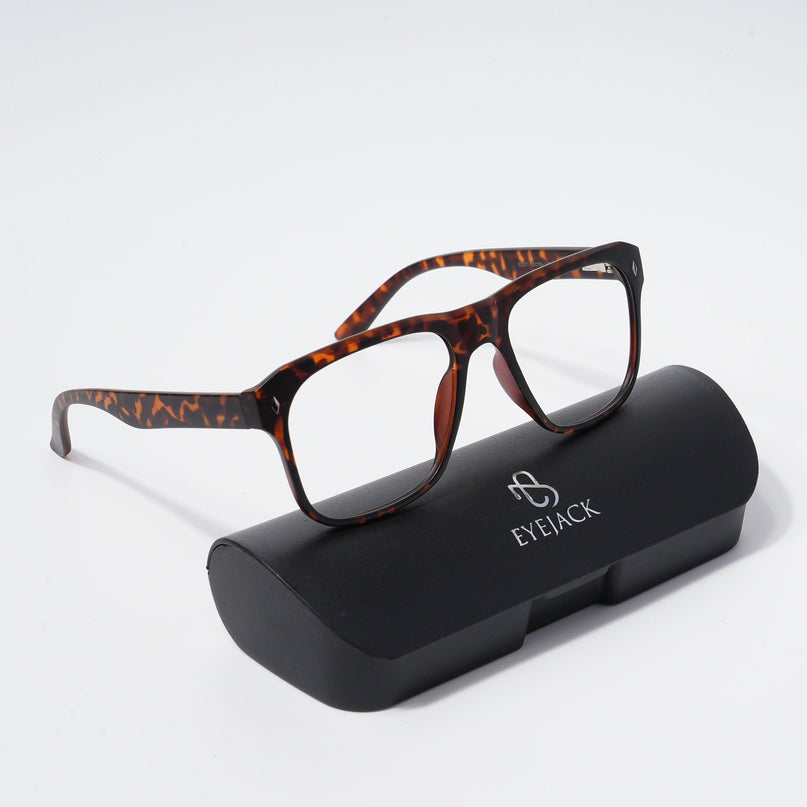 EyeJack Bell Bottom Demi Brown Square Eyeglasses for Men & Women (62201CL367-C9)