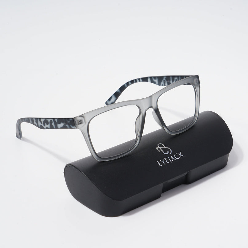 EyeJack Bell Bottom Matt Grey Square Eyeglasses for Men & Women (62202CL371-C4)