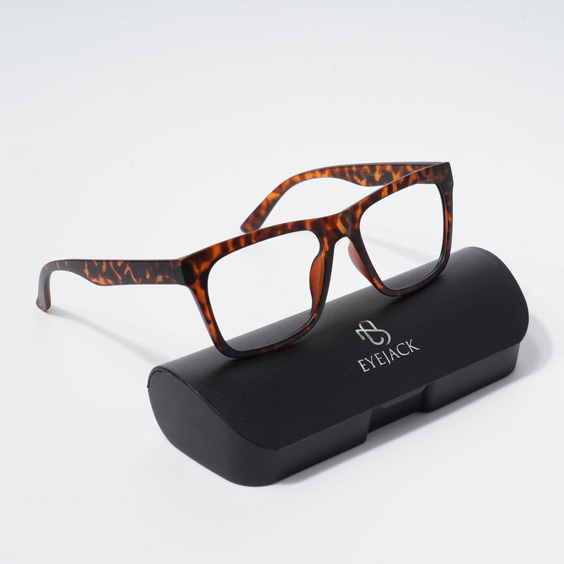 EyeJack Bell Bottom Demi Brown Square Eyeglasses for Men & Women (62202CL376-C9)