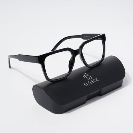 EyeJack Bell Bottom Shine Black Square Eyeglasses for Men & Women (62203CL378-C2)