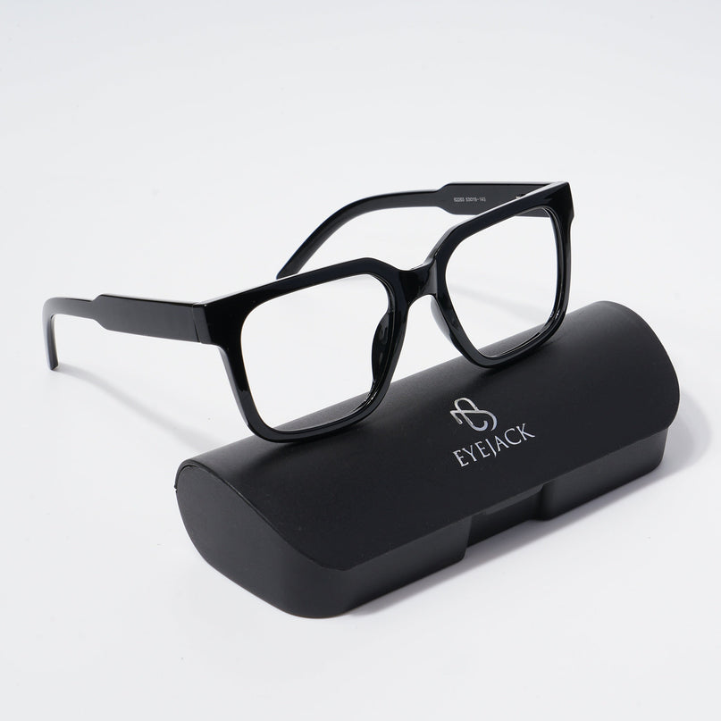 EyeJack Bell Bottom Shine Black Square Eyeglasses for Men & Women (62203CL378-C2)