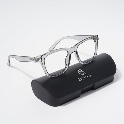 EyeJack Bell Bottom Shine Grey Square Eyeglasses for Men & Women (62206CL408-C5)