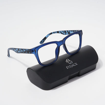 EyeJack Bell Bottom Matt Blue Square Eyeglasses for Men & Women (62206CL410-C7)