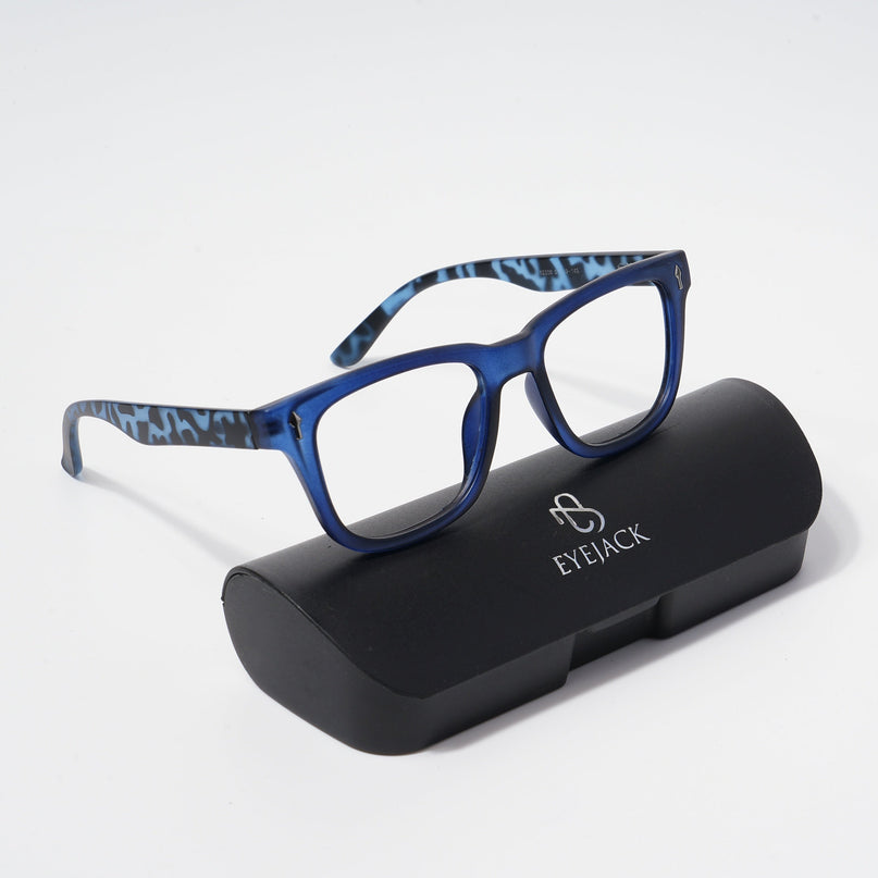 EyeJack Bell Bottom Matt Blue Square Eyeglasses for Men & Women (62206CL410-C7)