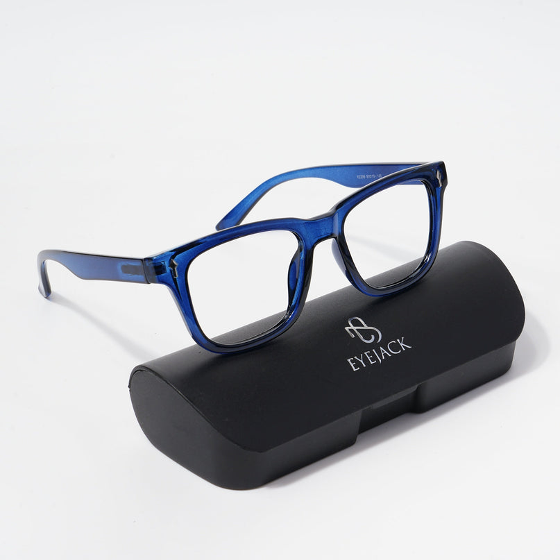 EyeJack Bell Bottom Shine Blue Square Eyeglasses for Men & Women (62206CL411-C8)