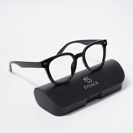 EyeJack Bell Bottom Shine Black Square Eyeglasses for Men & Women (62208CL423-C2)
