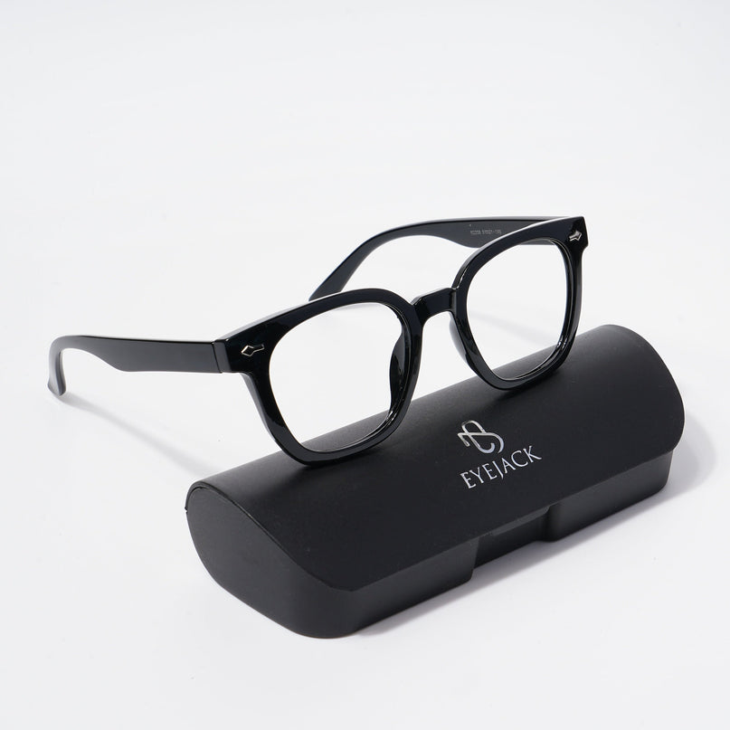 EyeJack Bell Bottom Shine Black Square Eyeglasses for Men & Women (62208CL423-C2)